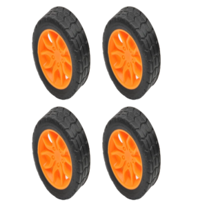 30mm x 11mm Hard Plastic Build Rubber Cover Orange Color RC Toys Cars Wheels for DIY (Pack Of 4)