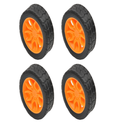 30mm x 11mm Hard Plastic Build Rubber Cover Orange Color RC Toys Cars Wheels for DIY (Pack Of 4)