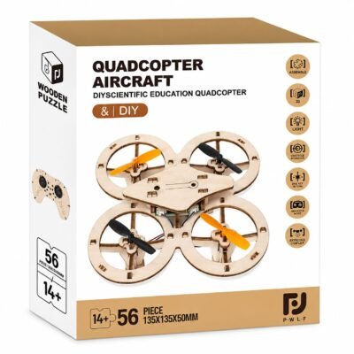 DIY Wooden Quadcopter Drone Kit – 56-Piece STEM Kit